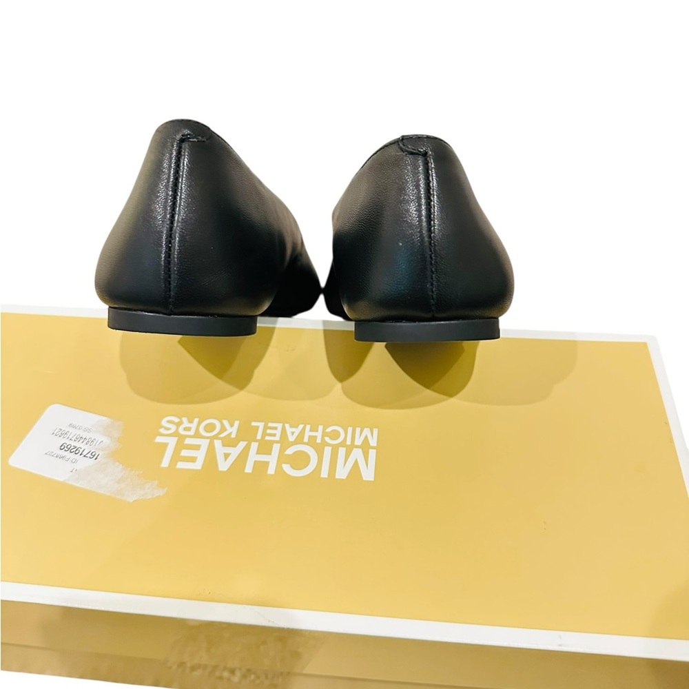 Michael Kors Mandy Flat Patent Leather Black 8.5M MK Logo Ballet Shoe - Picture 7 of 9